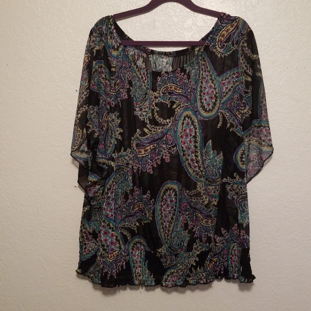 Lane Bryant Top Shirt Black Paisley 26